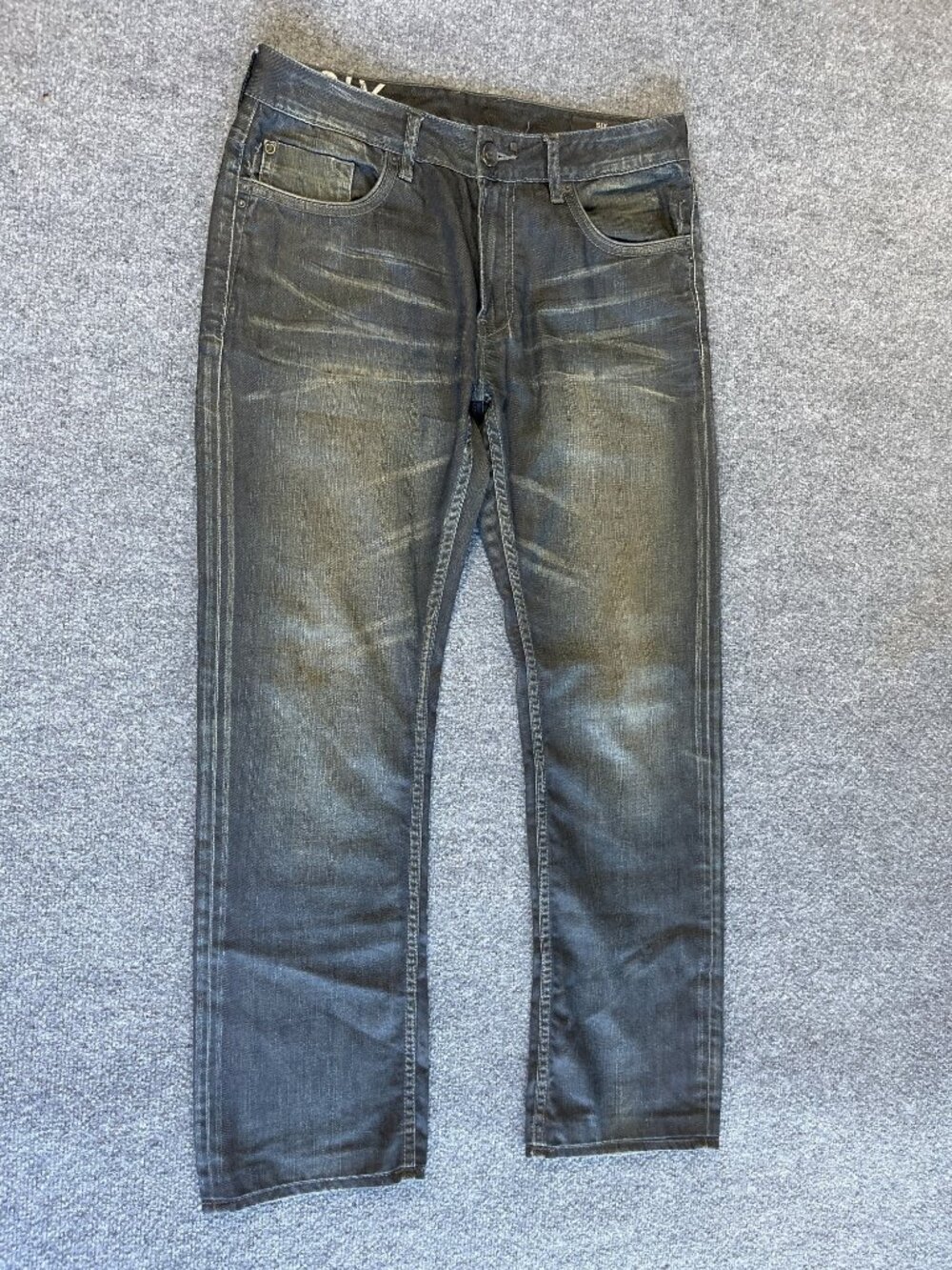 Mens Buffalo Six Basic Slim Straight Jeans 32 x 32 Dark Wash Denim